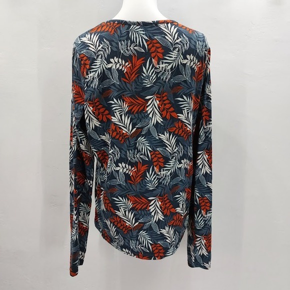 Hang Ten Sun Shirt Women's Medium Tropical Leaf UPF 50+ Blue Orange Long Sleeve - Picture 3 of 8